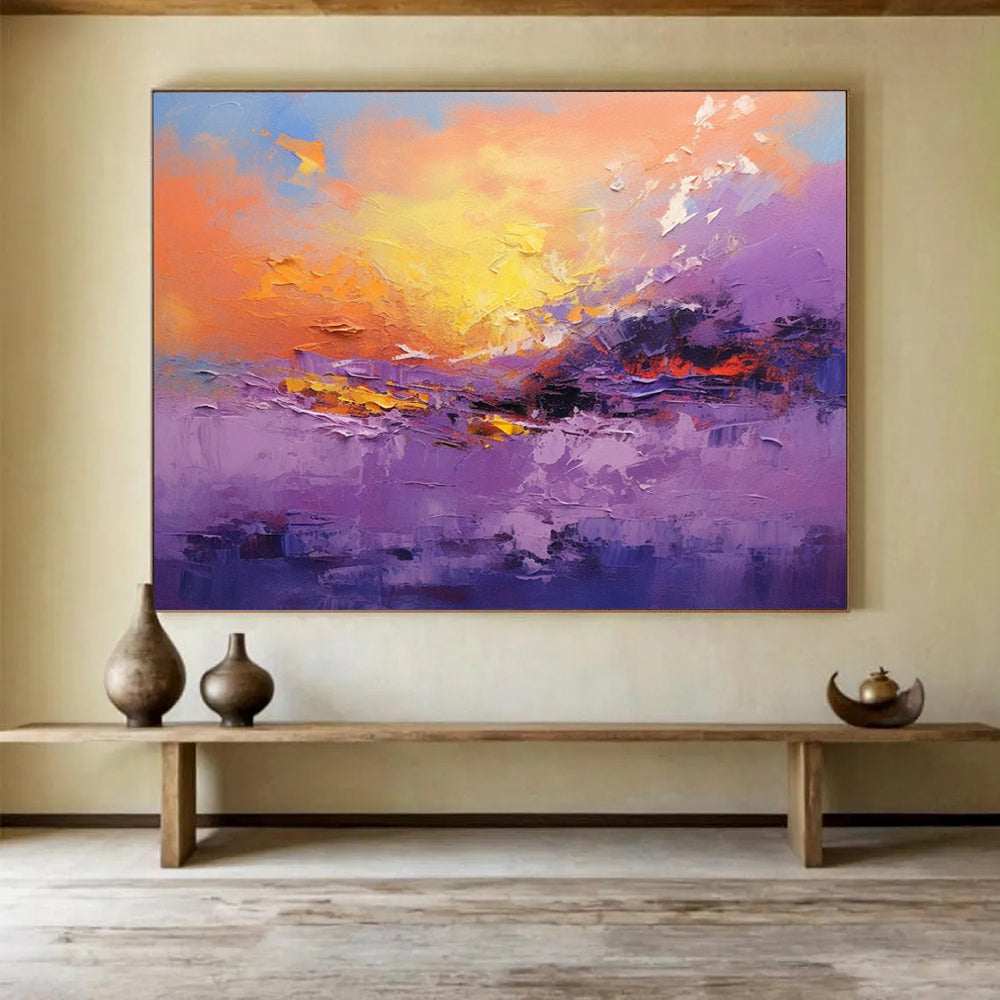 sunset wall art in orange